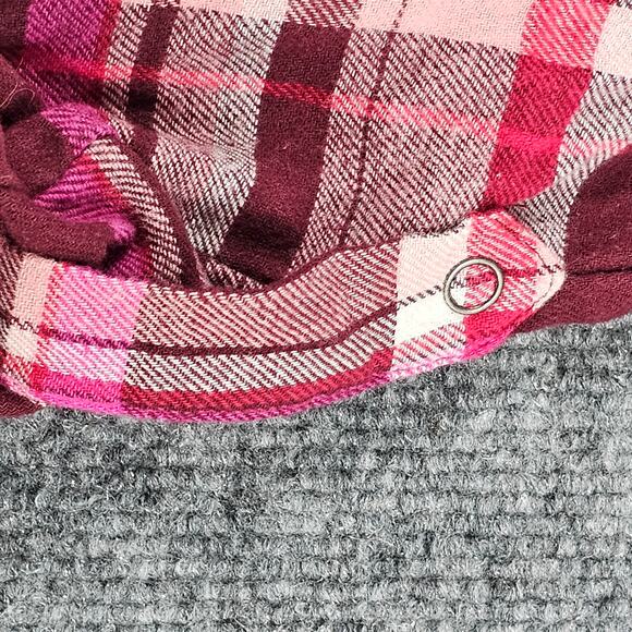Pink Flannel Plaid Womens Size 7-9 Long Sleeve Shirt Button Tab Sleeve - Picture 11 of 16